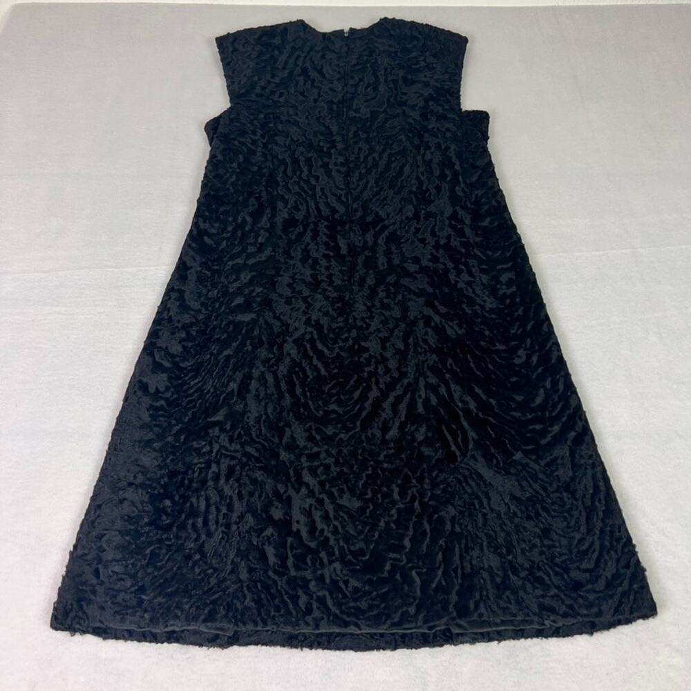 Vintage Black Persian Lamb Midi Trapeze Dress Sleeveless Back Zip 33" Chest